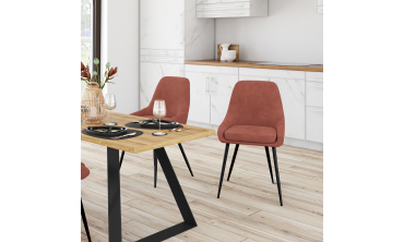 Chaises Olivia velours terracotta pieds métal - lot de 2