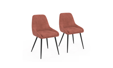 Chaises Olivia velours terracotta pieds métal - lot de 2