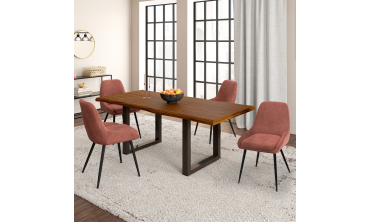 Chaises Olivia velours terracotta pieds métal - lot de 4