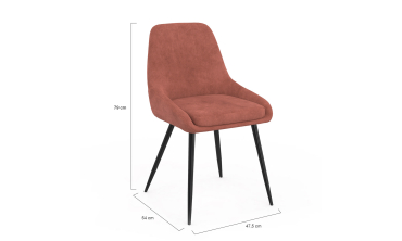 Chaises Olivia velours terracotta pieds métal - lot de 4
