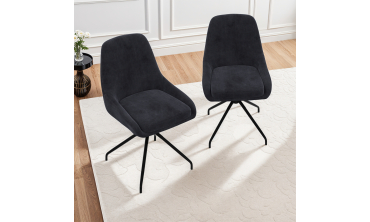 Chaises Olivia pivotantes velours gris pieds métal - lot de 2