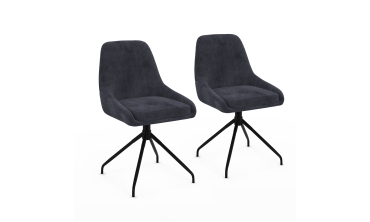 Chaises Olivia pivotantes velours gris pieds métal - lot de 2