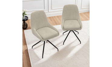 Chaises Olivia pivotantes velours crème pieds métal - lot de 2