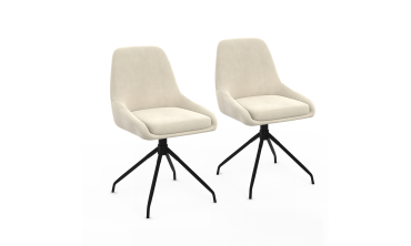 Chaises Olivia pivotantes velours crème pieds métal - lot de 2