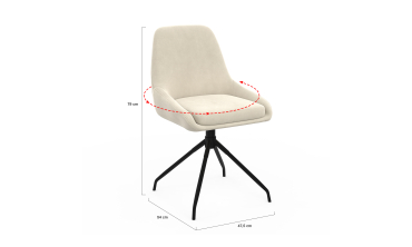 Chaises Olivia pivotantes velours crème pieds métal - lot de 2
