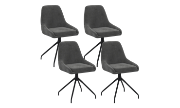 Chaises Olivia pivotantes velours gris pieds métal - lot de 4