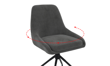 Chaises Olivia pivotantes velours gris pieds métal - lot de 4
