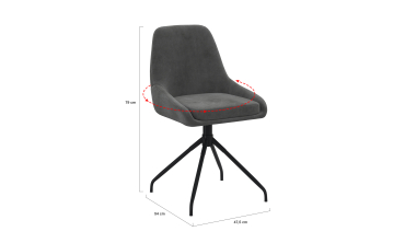 Chaises Olivia pivotantes velours gris pieds métal - lot de 4