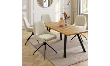 Chaises Olivia pivotantes velours crème pieds métal - lot de 4