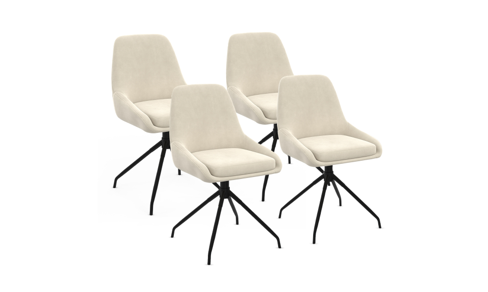 Chaises Olivia pivotantes velours crème pieds métal - lot de 4
