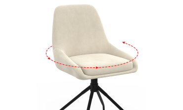 Chaises Olivia pivotantes velours crème pieds métal - lot de 4