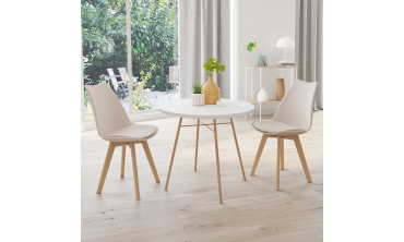 Chaises Nordia beige pieds bois - lot de 2