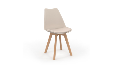 Chaises Nordia beige pieds bois - lot de 2
