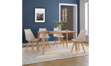 Chaises Nordia beige pieds bois - lot de 4