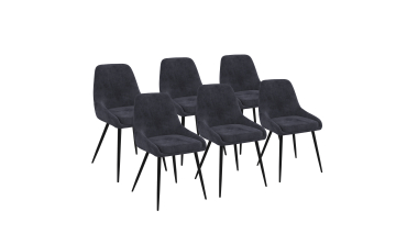 Chaises Olivia velours gris foncé pieds métal - lot de 6
