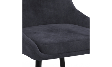 Chaises Olivia velours gris foncé pieds métal - lot de 6