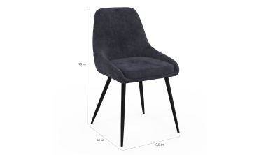 Chaises Olivia velours gris foncé pieds métal - lot de 6