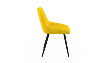 Chaises Olivia velours mix couleurs (bleu, gris clair, gris foncé, jaune) pieds métal - lot de 4