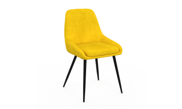 Chaises Olivia velours mix couleurs (bleu, gris clair, gris foncé, jaune) pieds métal - lot de 4