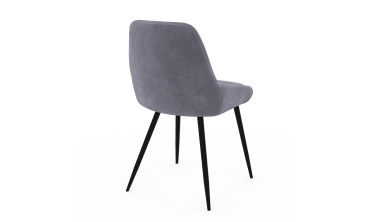 Chaises Olivia velours mix couleurs (gris clair, gris foncé, bleu) pieds métal - lot de 4