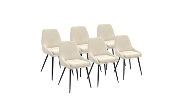 Chaises Olivia velours crème pieds métal - lot de 6