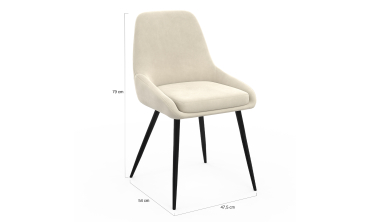 Chaises Olivia velours crème pieds métal - lot de 6