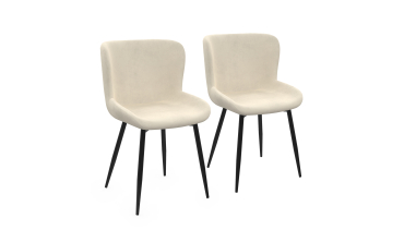 Chaises Taylor velours crème pieds métal noirs - lot de 2