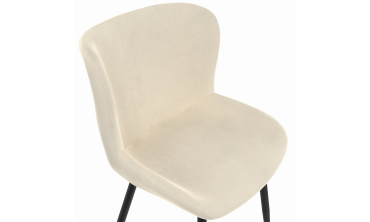 Chaises Taylor velours crème pieds métal noirs - lot de 2