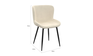 Chaises Taylor velours crème pieds métal noirs - lot de 2