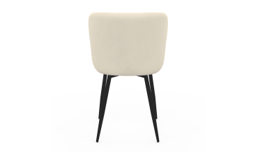 Chaises Taylor velours crème pieds métal noirs - lot de 2