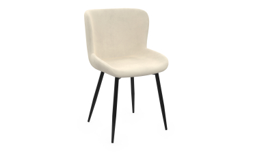 Chaises Taylor velours crème pieds métal noirs - lot de 4