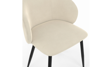 Chaises Léona velours crème pieds métal noirs - lot de 2