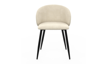 Chaises Léona velours crème pieds métal noirs - lot de 2