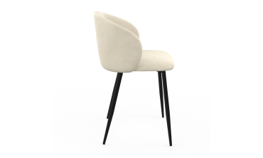 Chaises Léona velours crème pieds métal noirs - lot de 2