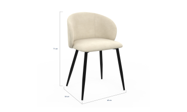 Chaises Léona velours crème pieds métal noirs - lot de 4