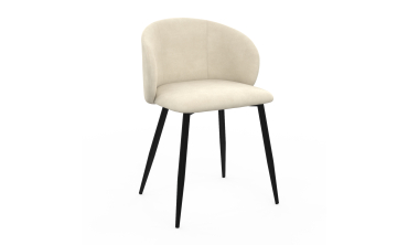 Chaises Léona velours crème pieds métal noirs - lot de 4