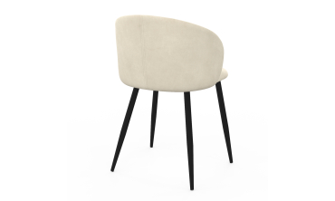 Chaises Léona velours crème pieds métal noirs - lot de 4