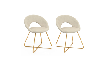 Chaises Malone velours crème pieds dorés - lot de 2
