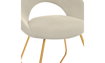 Chaises Malone velours crème pieds dorés - lot de 2