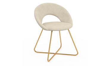 Chaises Malone velours crème pieds dorés - lot de 2