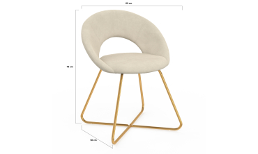 Chaises Malone velours crème pieds dorés - lot de 2