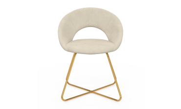 Chaises Malone velours crème pieds dorés - lot de 2