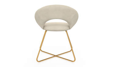 Chaises Malone velours crème pieds dorés - lot de 2
