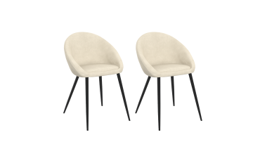 Chaises Dory velours crème pieds métal noirs - lot de 2