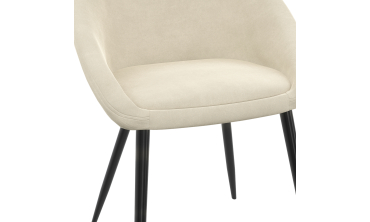 Chaises Dory velours crème pieds métal noirs - lot de 2