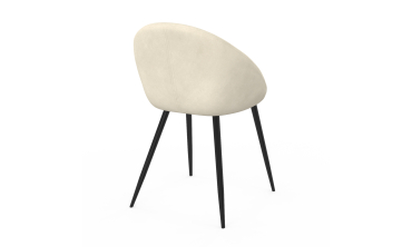 Chaises Dory velours crème pieds métal noirs - lot de 2