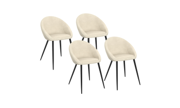 Chaises Dory velours crème pieds métal noirs - lot de 4