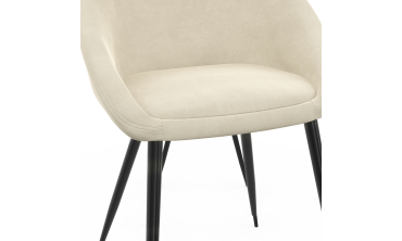 Chaises Dory velours crème pieds métal noirs - lot de 4