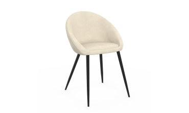 Chaises Dory velours crème pieds métal noirs - lot de 4