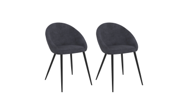 Chaises Dory velours gris pieds métal noirs - lot de 2